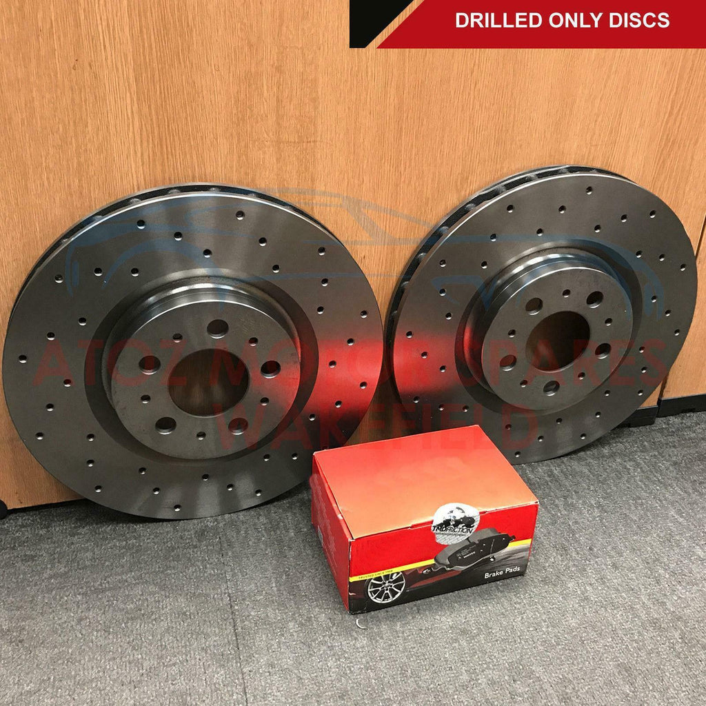 FOR LEXUS CT200h 2010- FRONT CROSS DRILLED PERFORMANCE BRAKE DISCS MINTEX PADS