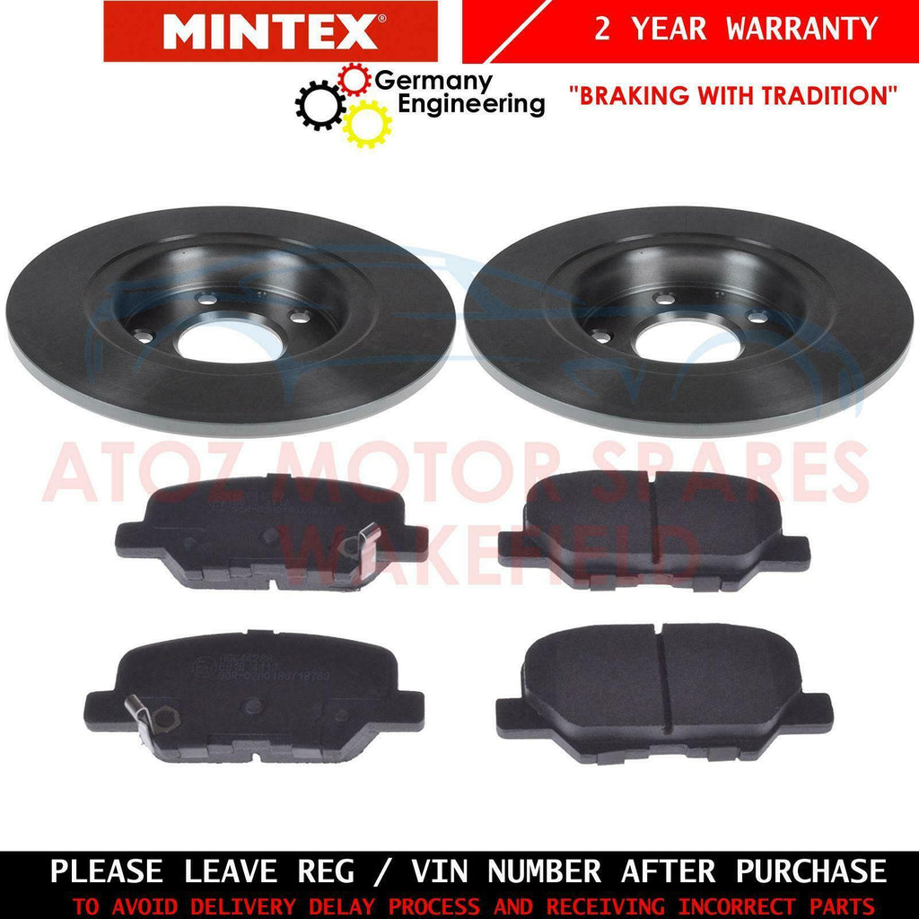 FOR MAZDA 6 GJ GH 2012- REAR 278mm SOLID MINTEX BRAKE DISCS & PADS SET