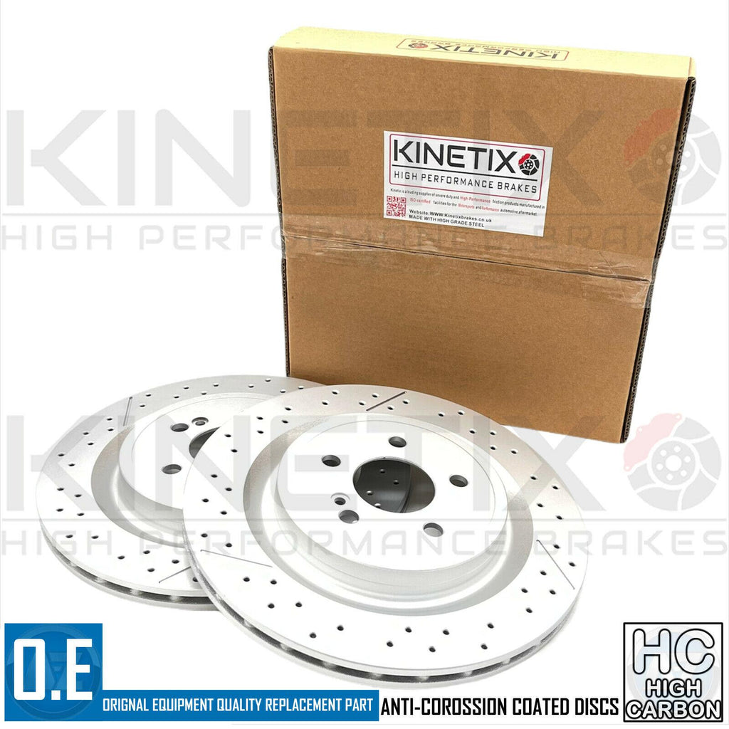 FOR MERCEDES A45 AMG 2013-2018 DRILLED & GROOVED REAR BRAKE DISCS PAIR 330mm