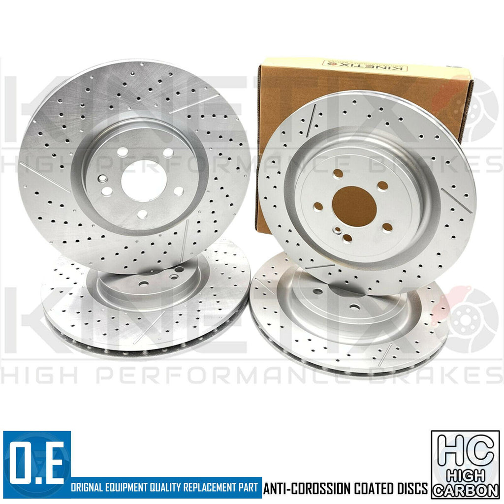 FOR MERCEDES BENZ CLA45 AMG FRONT REAR DRILLED GROOVED BRAKE DISCS 350mm 330mm