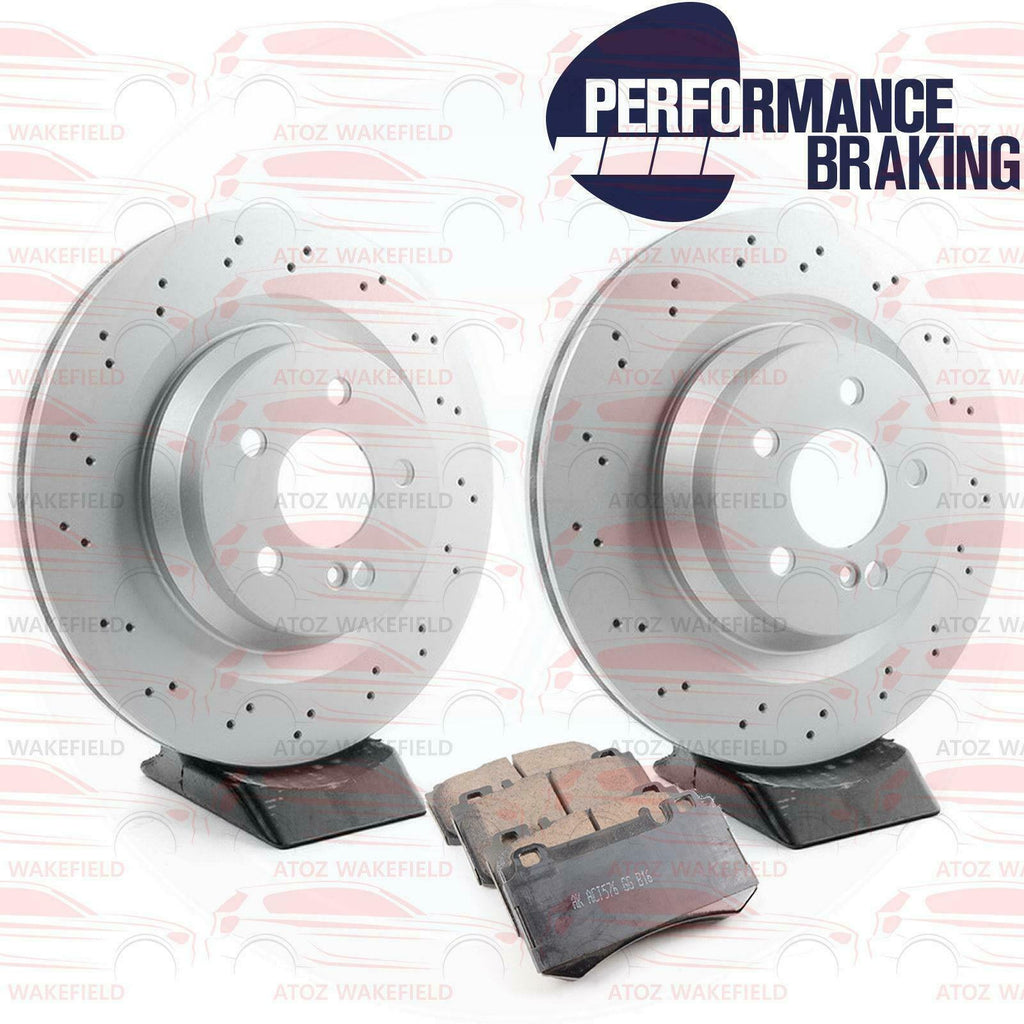 FOR MERCEDES BENZ C63 AMG REAR DRILLED BRAKE DISCS PLATINUM BRAKE PADS SET 330mm