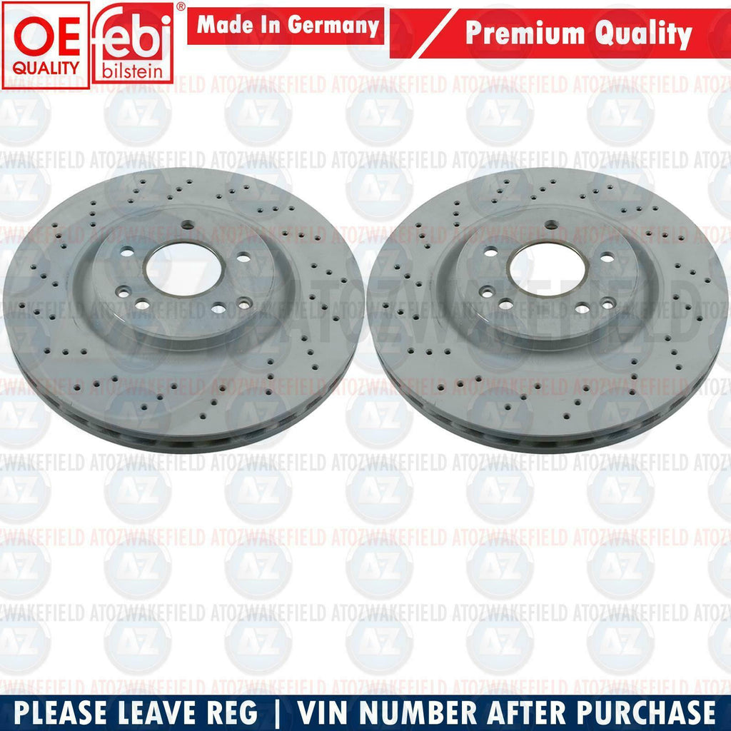 FOR MERCEDES C CLASS C180 AMG SPORT FRONT DRILLED BRAKE DISCS 330mm FEBI GERMANY