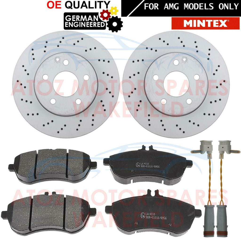 FOR MERCEDES C180 C200 C230 C220 C250 AMG FRONT BRAKE DISCS DRILLED PADS 295mm