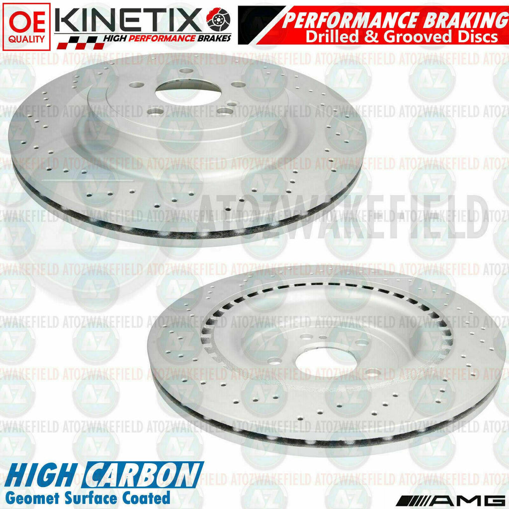 FOR MERCEDES E63 AMG 17- HIGH CARBON REAR DRILLED GROOVED BRAKE DISCS SET 360mm