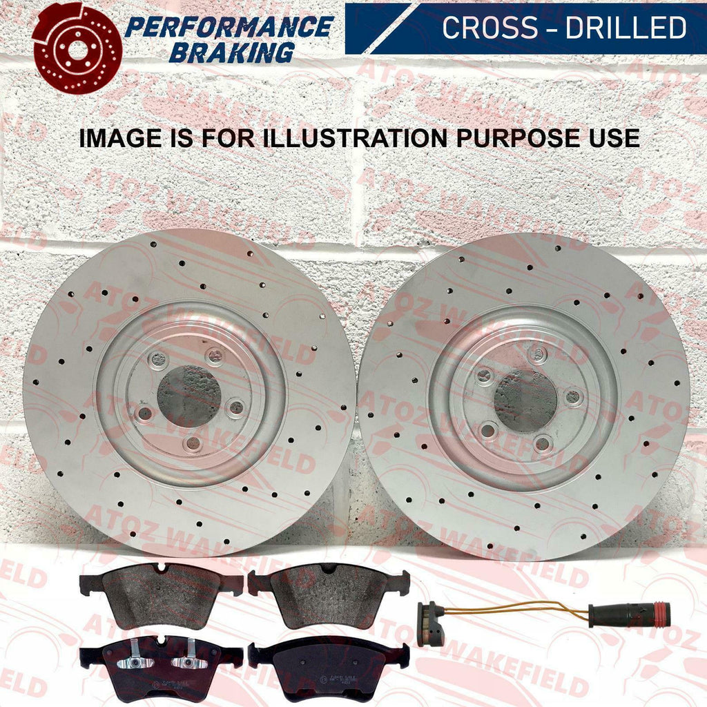 FOR MERCEDES GL320 GL350 GL420 GL450 FRONT DRILLED BRAKE DISCS MINTEX PADS WIRE