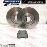 FOR MINI COOPER S F56 F57 FRONT CROSS DRILLED PERFORMANCE BRAKE DISCS PADS 294mm