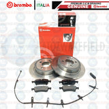 FOR MINI COOPER S R52 JCW REAR BREMBO BRAKE DISCS PADS WEAR WIRE SENSOR 259mm