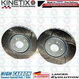 FOR MITSUBISHI LANCER EVO 9 FRONT DIMPLED GROOVED KINETIX BRAKE DISCS PAIR 320mm