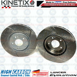 FOR MITSUBISHI LANCER EVO 9 FRONT DIMPLED GROOVED KINETIX BRAKE DISCS PAIR 320mm