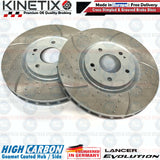 FOR MITSUBISHI LANCER EVO 6 FRONT DIMPLED GROOVED KINETIX BRAKE DISCS PAIR 320mm