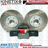 FOR MITSUBISHI LANCER EVO 7 FRONT REAR DIMPLED GROOVED BRAKE DISCS BREMBO PADS