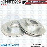 FOR MITSUBISHI LANCER EVO 8 FQ330 REAR DIMPLED GROOVED BRAKE DISCS BREMBO PADS