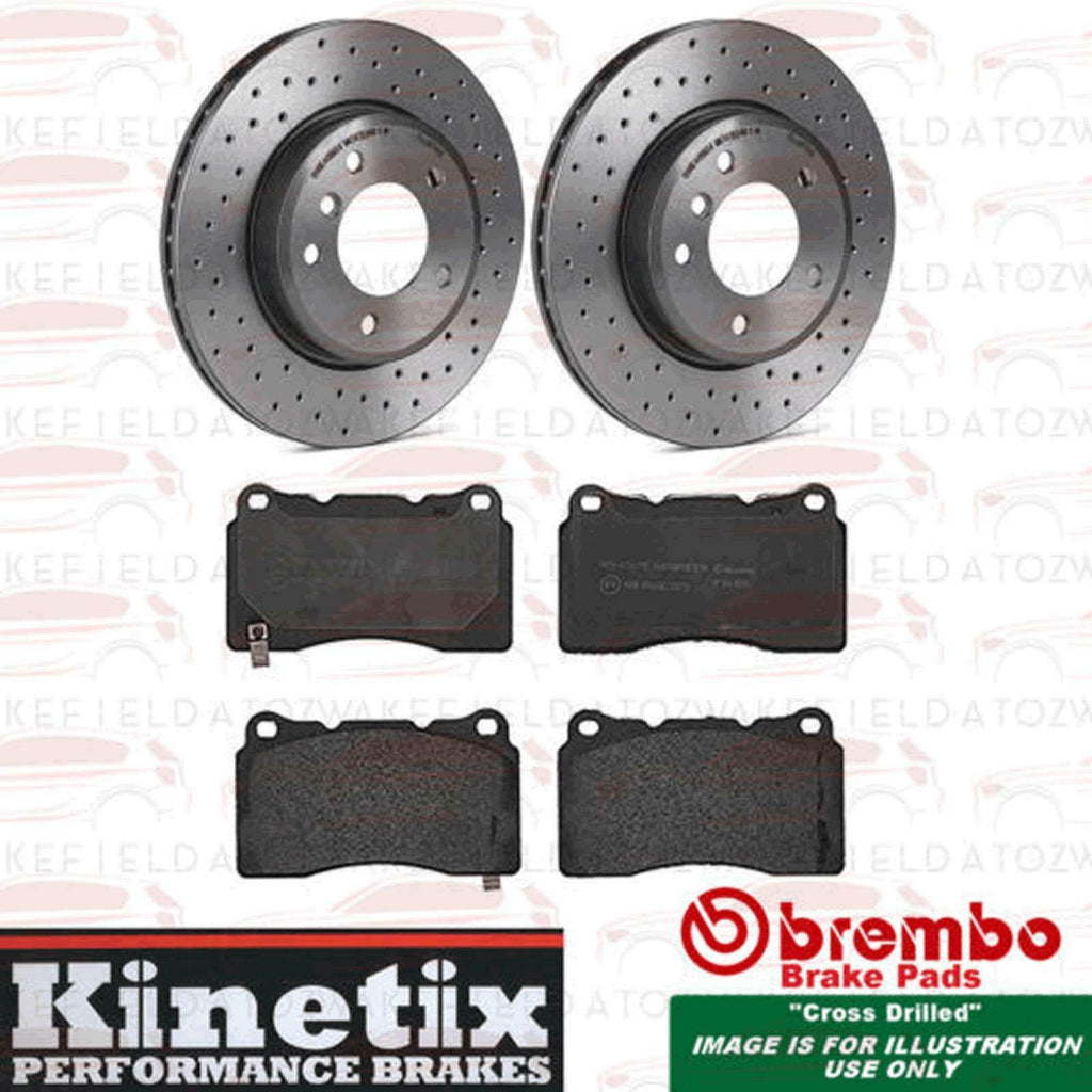 FOR MITSUBISHI LANCER EVO X 10 FRONT PERFORMANCE DRILLED BRAKE DISCS BREMBO PADS