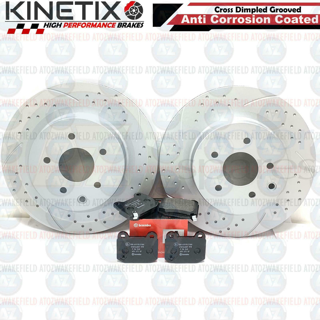 FOR NISSAN 350Z INFINITI G35 REAR DIMPLED GROOVED BRAKE DISCS BREMBO PADS 323mm