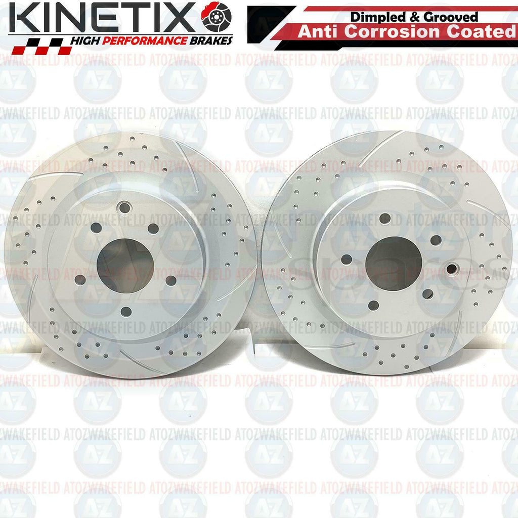 FOR NISSAN 350Z INFINITI G35 REAR KINETIX DIMPLED GROOVED BRAKE DISCS SET 322mm