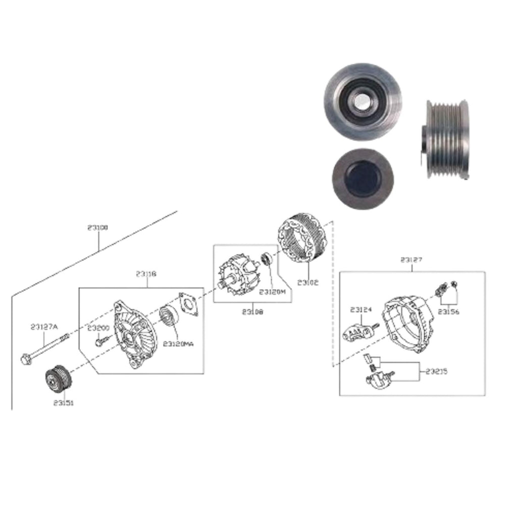 FOR NISSAN NAVARA PATHFINDER MURANO CABSTAR 2.5 DCi GATES OEQ ALTERNATOR PULLEY