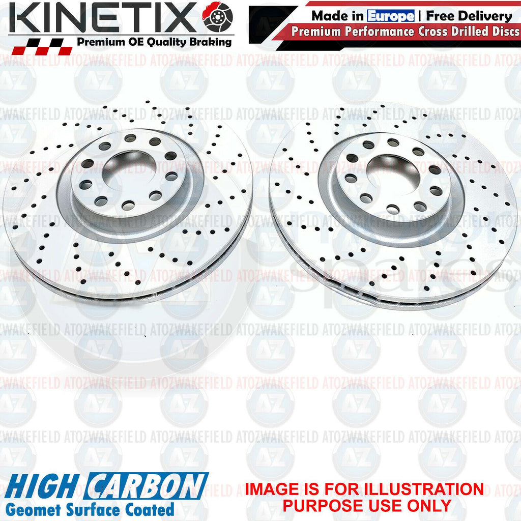 FOR PEUGEOT 308 1.6 GTi FRONT DRILLED KINETIX PERFORMANCE BRAKE DISCS 330mm