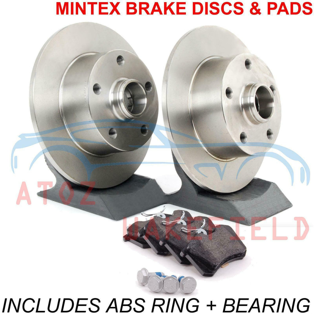 FOR PEUGEOT 308 REAR BRAKE DISCS PADS WHEEL BEARINGS ABS RING SENSOR FITTED NEW