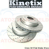 FOR PORSCHE 986 996 997 REAR CROSS DRILLED KINETIX PERFORMANCE BRAKE DISCS 299mm