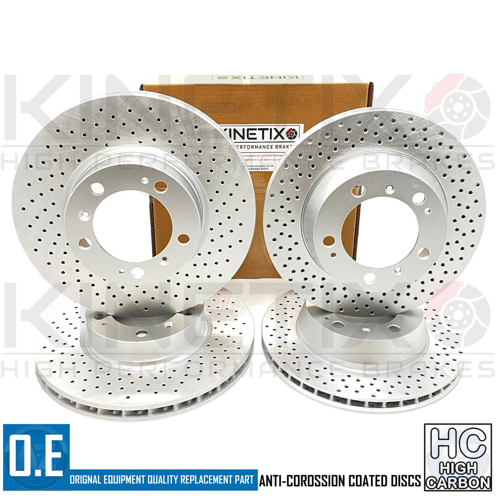 FOR PORSCHE CAYMAN S 3.4 FRONT REAR CROSS DRILLED BRAKE DISCS 318mm 299mm FR RR