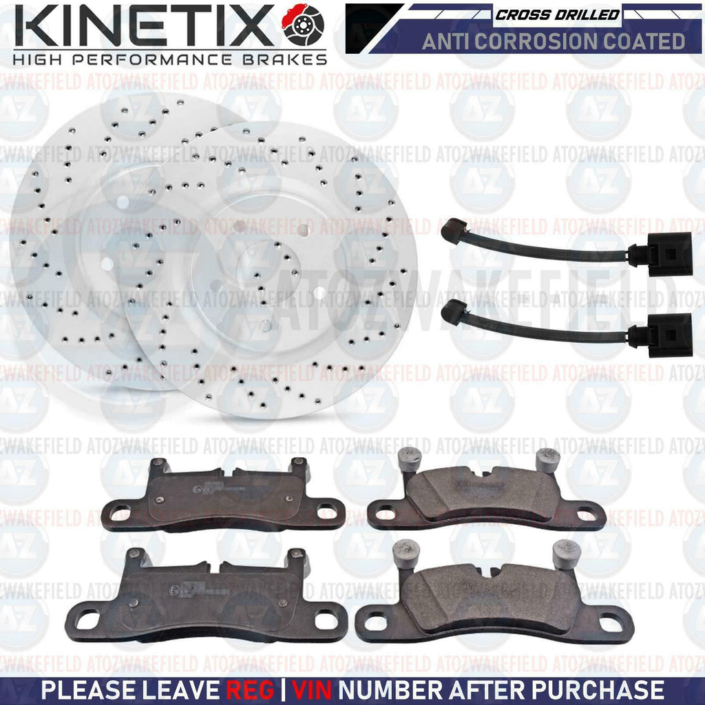 FOR PORSCHE CAYENNE 4.8 REAR DRILLED BRAKE DISCS PADS WIRE SENSOR 358mm