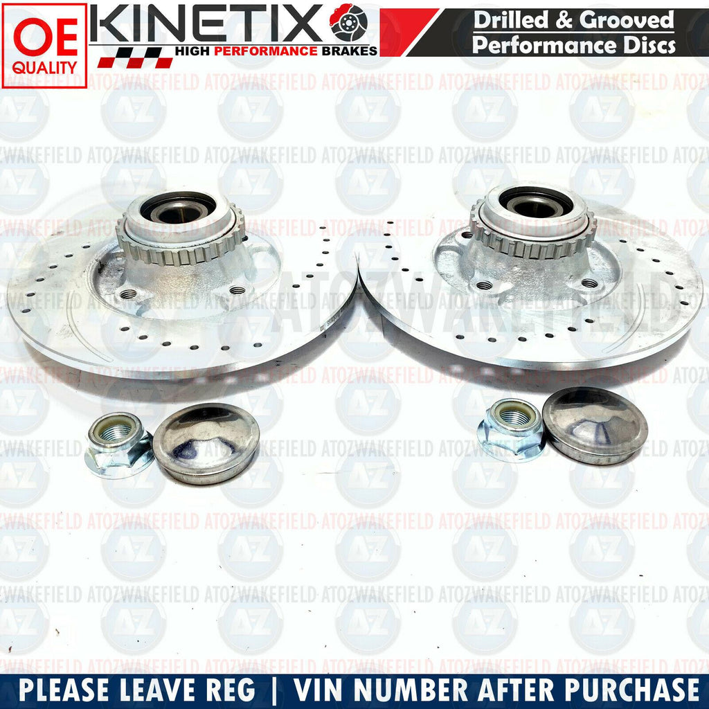 FOR RENAULT CLIO 1.8 16v REAR DRILLED & GROOVED BRAKE DISCS ABS BEARINGS 238mm