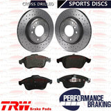 FOR RENAULT CLIO SPORT 1.6 TROPHY RS 200 220 FRONT DRILLED BRAKE DISCS TRW PADS