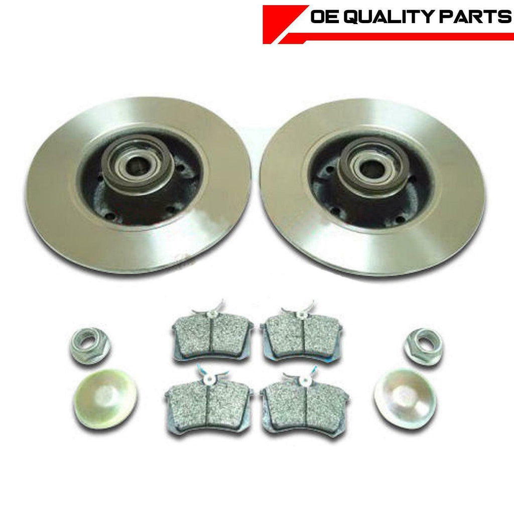 FOR RENAULT MEGANE MK2 16V REAR BRAKE DISCS PADS WHEEL BEARINGS ABS RINGS FITTED