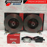 FOR RENAULT MEGANE SPORT CUP RS 225 REAR DRILLED BRAKE DISCS MINTEX PADS 300mm