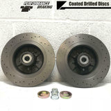 FOR RENAULT MEGANE SPORT RS225 REAR DRILLED BRAKE DISCS BREMBO PADS ABS BEARING