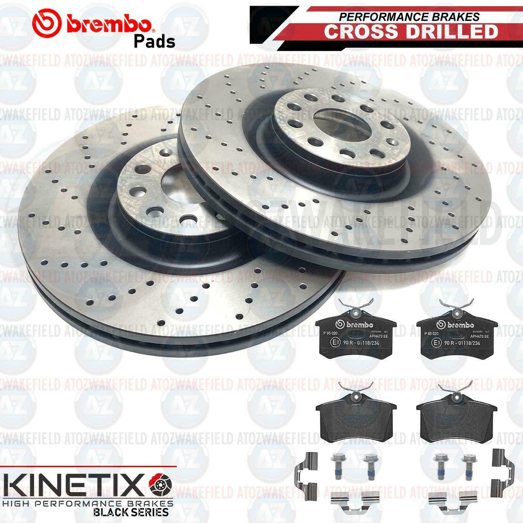 FOR SEAT LEON 1.8 T TURBO CUPRA R REAR DRILLED BRAKE DISCS BREMBO PADS 256mm