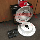 FOR SUBARU IMPREZA WRX STI REAR DIMPLED GROOVED BRAKE DISCS BREMBO PADS SET