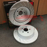 FOR SUBARU IMPREZA WRX STI REAR DIMPLED GROOVED BRAKE DISCS BREMBO PADS SET