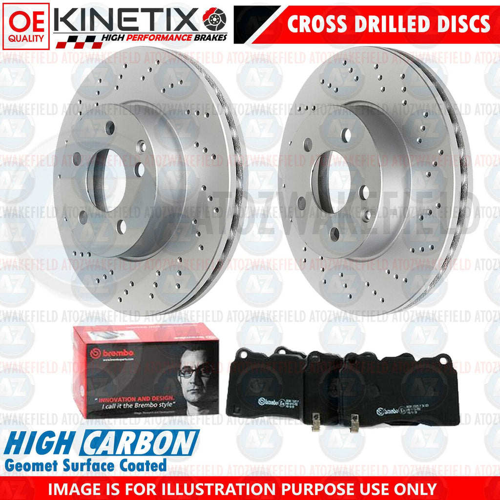 FOR SUBARU IMPREZA WRX STi KINETIX FRONT DRILLED BRAKE DISCS BREMBO PADS 326mm