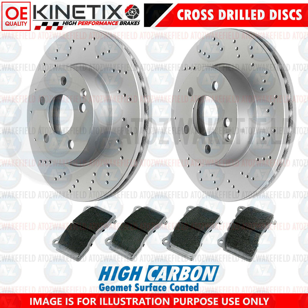 FOR SUBARU IMPREZA WRX STi KINETIX FRONT DRILLED BRAKE DISCS PADS 326mm 114PCD