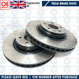 FOR TESLA MODEL S 85 FRONT HIGH CARBON COATED BRAKE DISCS PAIR 355mm