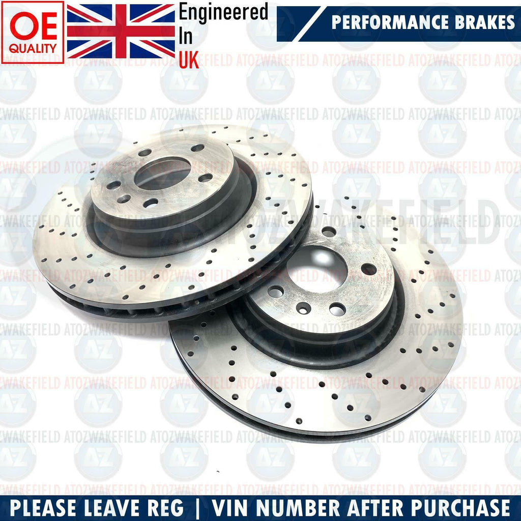 FOR TESLA MODEL X 90D CROSS DRILLED FRONT PERFORMANCE BRAKE DISCS PAIR 355mm