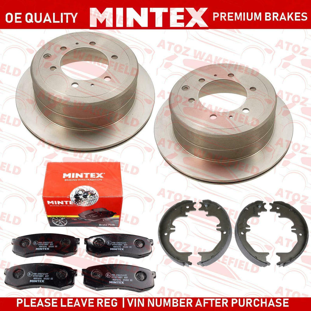 FOR TOYOTA LAND CRUISER AMAZON 4.2 REAR MINTEX BRAKE DISCS PADS HANDBRAKE SHOES