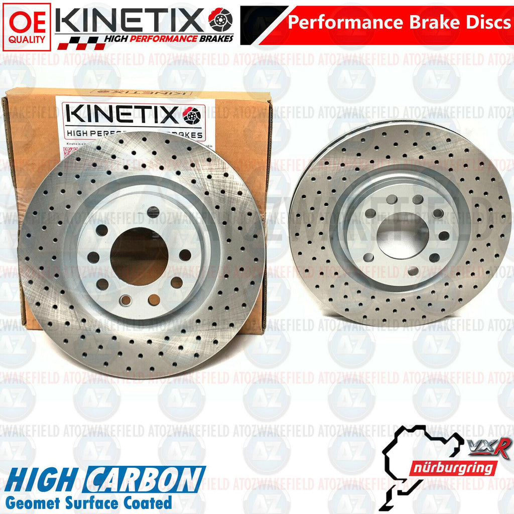 FOR VAUXHALL CORSA VXR NURBURGRING FRONT DRILLED BRAKE DISCS 305MM KINETIX OPC