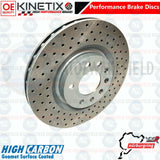 FOR VAUXHALL CORSA VXR NURBURGRING FRONT DRILLED BRAKE DISCS 305MM KINETIX OPC