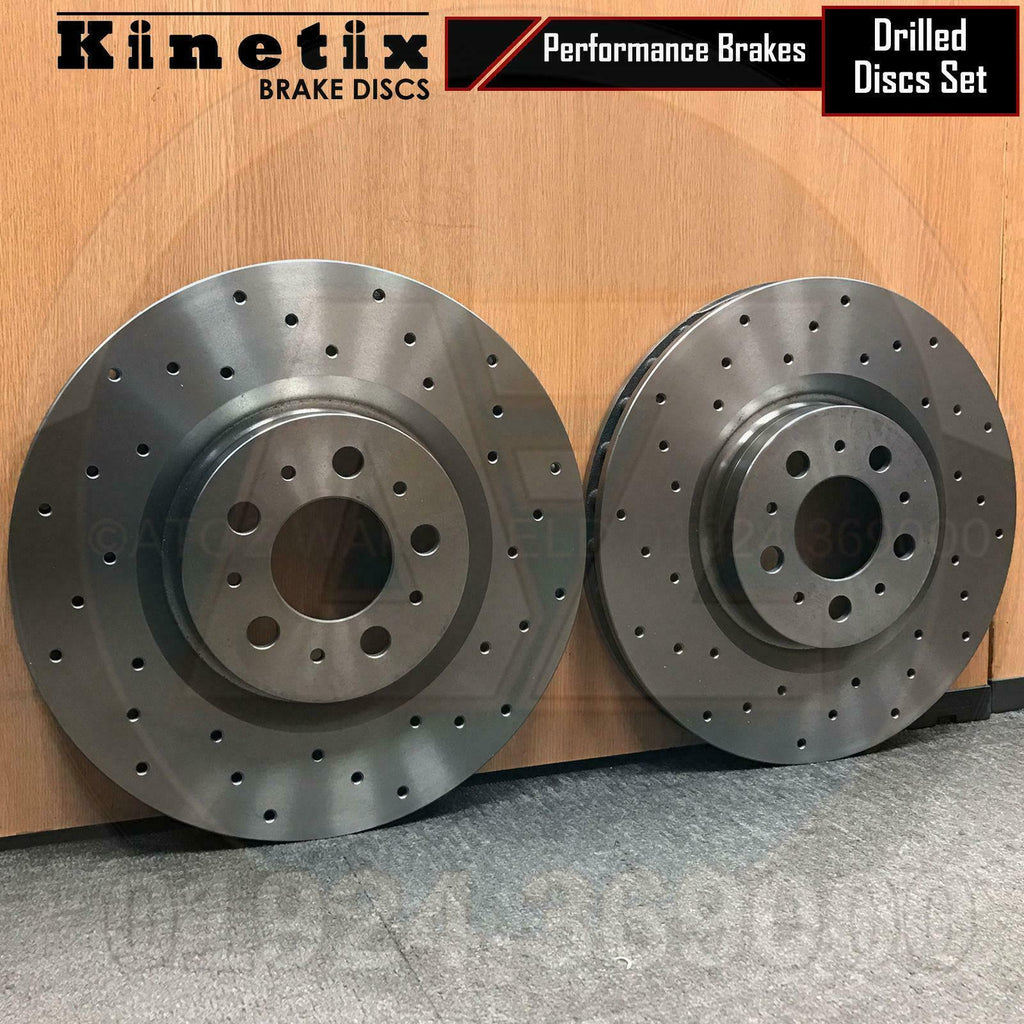 FOR VOLVO S60R V70R 2.5T FRONT KINETIX CROSS DRILLED BRAKE DISCS PAIR 330mm