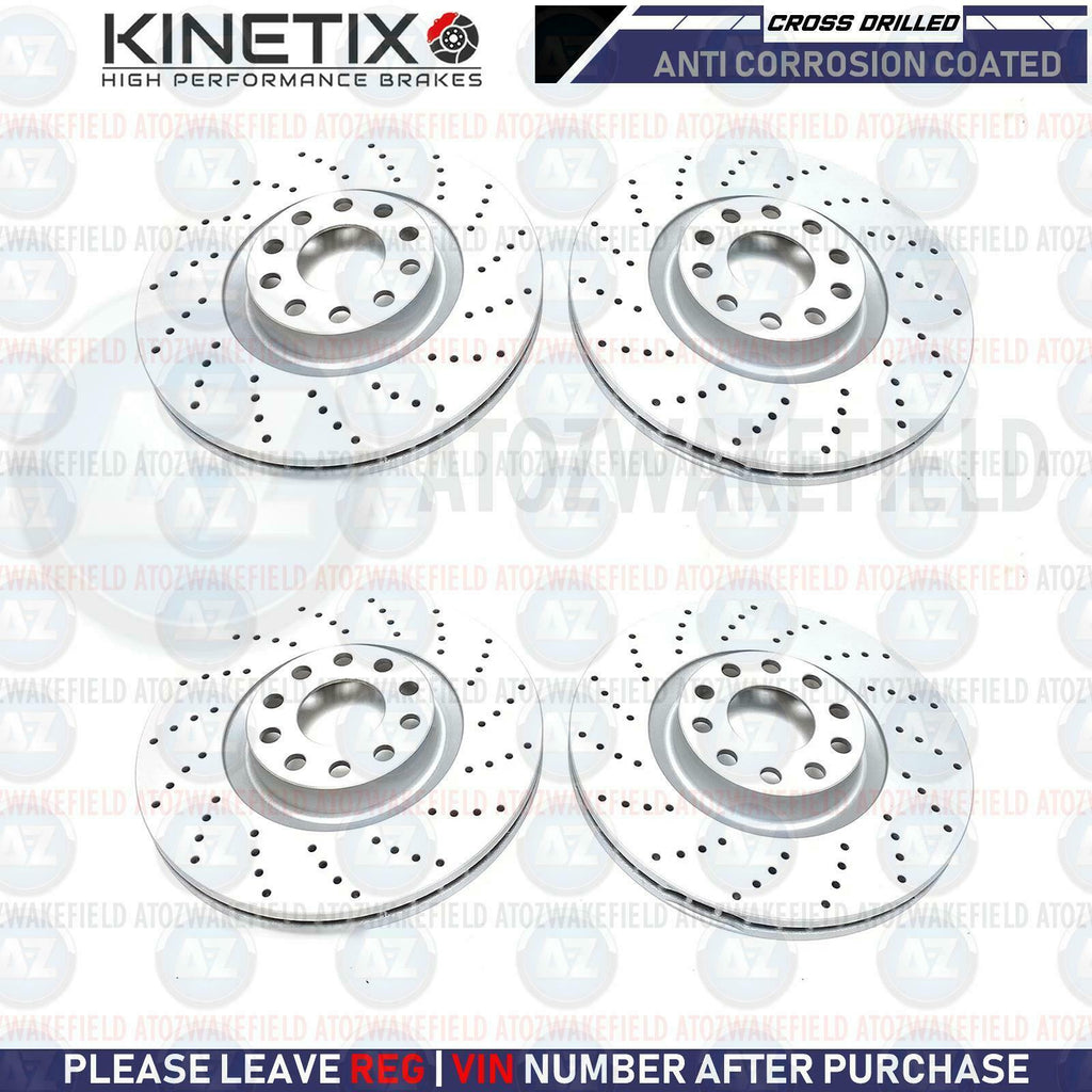 FOR VW AMAROK 3.0 TDi 2016- KINETIX FRONT REAR CROSS DRILLED BRAKE DISCS FR RR