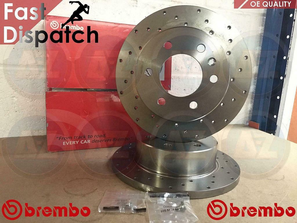 FOR VW CRAFTER 30-35 30-50 REAR SOLID DRILLED BREMBO BRAKE DISCS + SCREWS PAIR