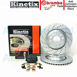 FOR VW GOLF MK6 GTi REAR KINETIX DRILLED PERFORMANCE BRAKE DISCS BREMBO PADS SET