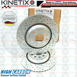 FOR AUDI SEAT SKODA VW KINETIX FRONT REAR CROSS DRILLED BRAKE DISCS 345mm 310mm