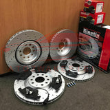 FOR VW SCIROCCO R FRONT REAR DRILLED KINETIX PERFORMANCE BRAKE DISCS MINTEX PADS