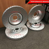 FOR VW SCIROCCO R FRONT REAR DRILLED KINETIX PERFORMANCE BRAKE DISCS MINTEX PADS