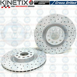 FOR VW SCIROCCO R FRONT REAR DRILLED KINETIX PERFORMANCE BRAKE DISCS MINTEX PADS