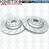 FOR VW SCIROCCO R FRONT REAR DRILLED KINETIX PERFORMANCE BRAKE DISCS MINTEX PADS