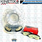 FOR FORD TRANSIT CUSTOM 310 FRONT DRILLED GROOVED BRAKE DISCS MINTEX PADS SENSOR